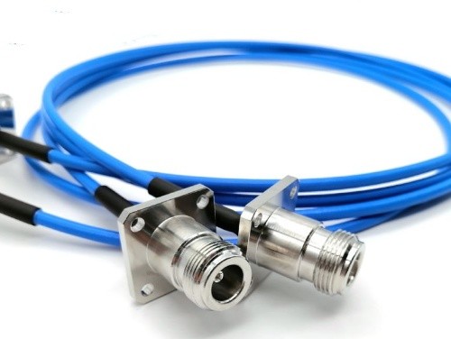 N female flange mount to N female flange mount RF testing cable assembly
