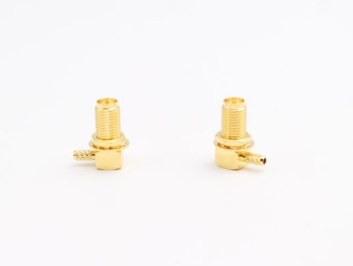 RP SMA Male Bulkhead Right Angle Crimp Connector for RG316/RG174 Cable