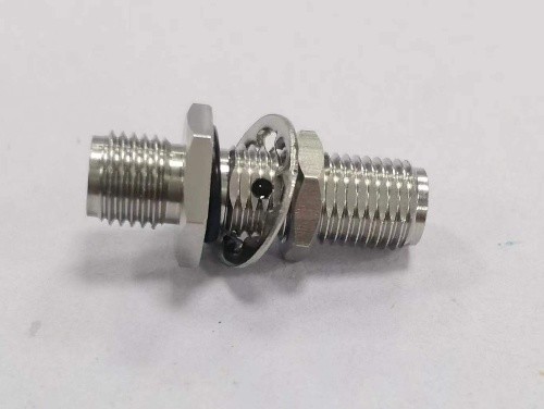 SMA male to SMA bulkhead female RF coaxial adapter, SS body, 18GHz