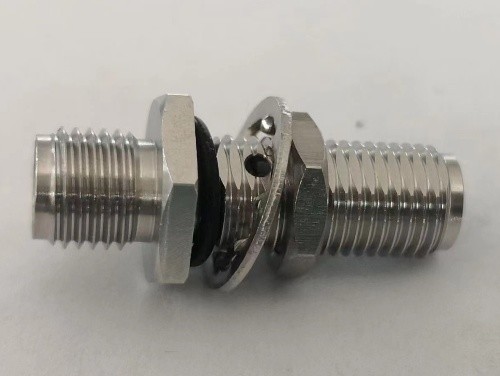 SMA female to SMA female bulkhead RF coaxial adapter, Stainless steel body