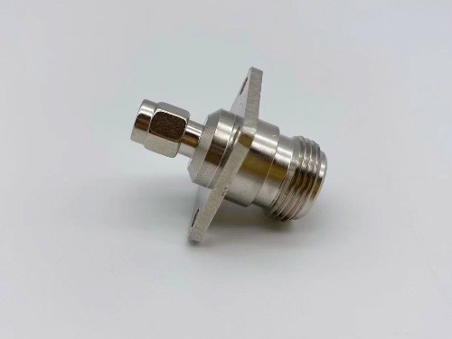 N male to SMA female 4-hole flange mount RF adapter, 10GHz