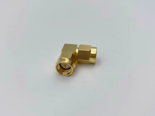 SMA male to SMA male right angle RF coaxial adapter, 10GHz