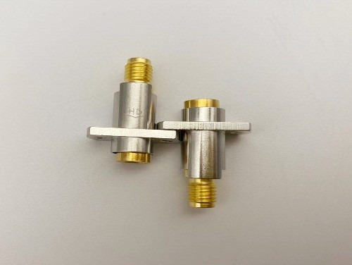 BMA female to SMA female flange mount RF coaxial adapter