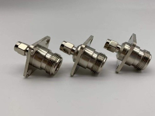 SMA male to N female four-hole flange type RF coaxial adapter, 10GHz