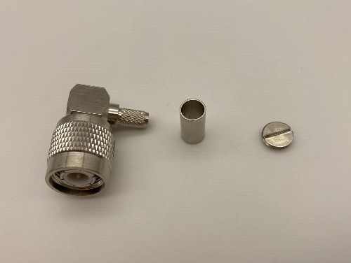 TNC male right angle crimp connector for RG58, RG142