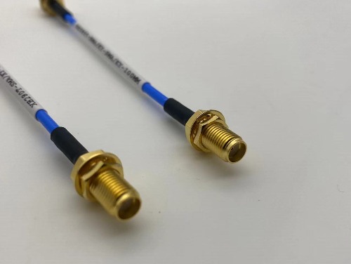 18GHz SS405.086" Jumper Cable Assembly with Double Ends SMA Female Bulkhead Connectors Stainless Nut